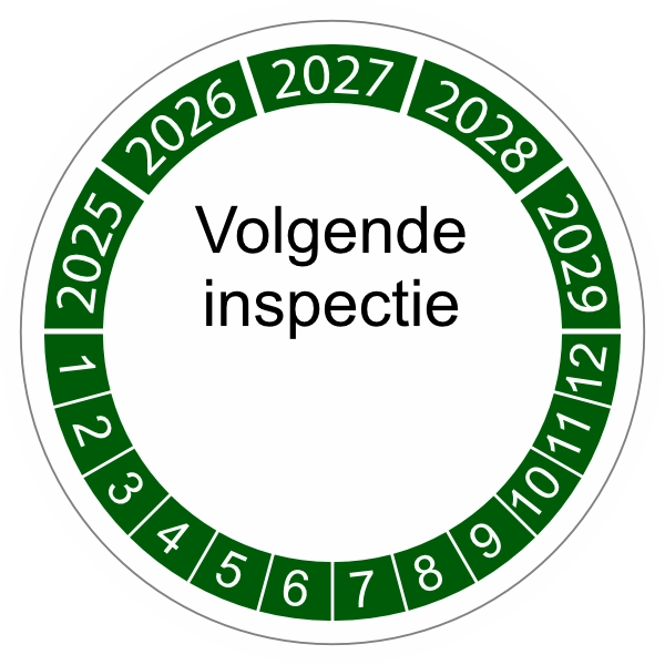 keuringssticker groen 3cm 2025 volgende inspectie