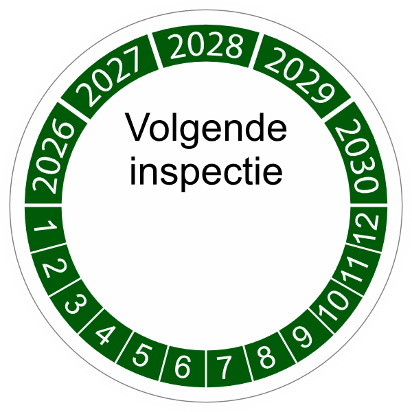 keuringssticker groen 4cm 2022 volgende inspectie