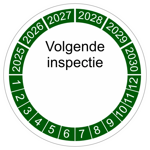 keuringssticker groen 4cm 2025 volgende inspectie