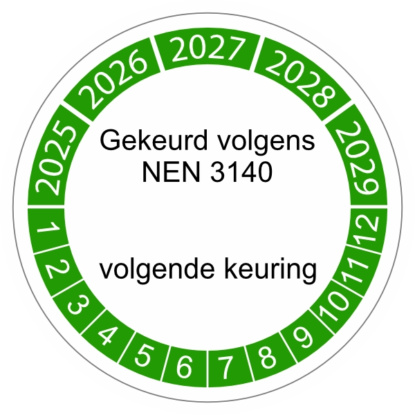 keuringssticker groen NEN 3140 2025 3cm