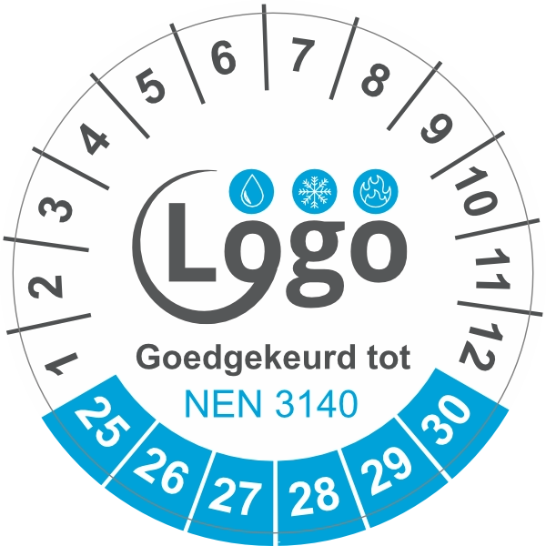Keuringssticker met logo