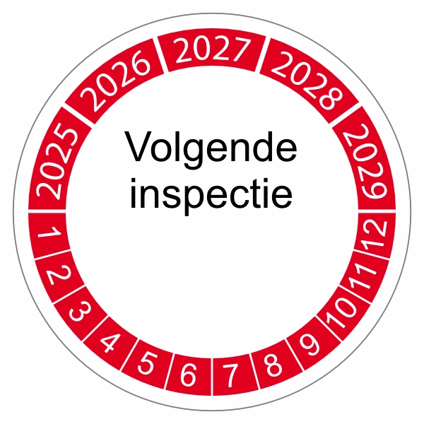 keuringssticker rood 3cm 2025 volgende inspectie