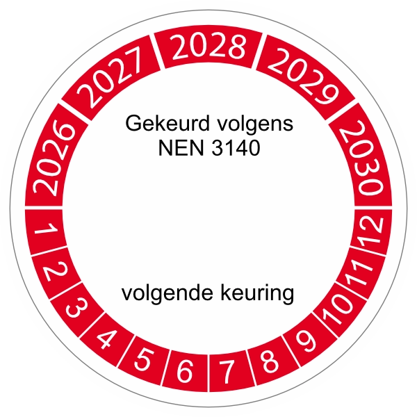 keuringssticker rood 4cm 2022 nen 3140