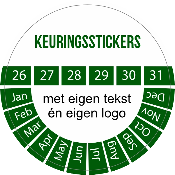 Keuringsstickers groen eigen logo 2022