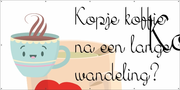 Kopje koffie wandeling spandoek