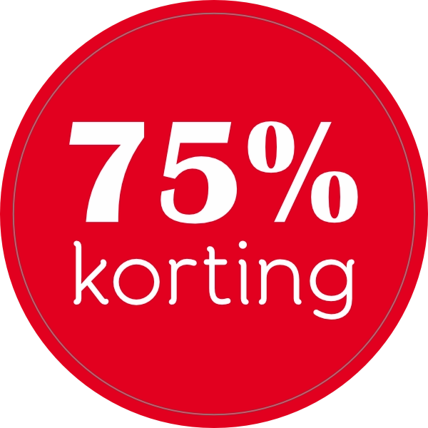 75% kortingssticker 