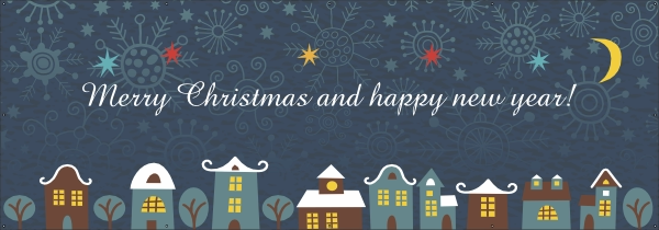 Merry Christmas village spandoek