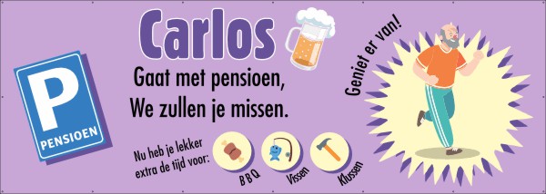Met pensioen spandoek