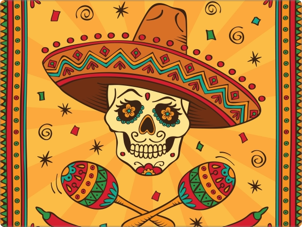 Mexican skull laptop sticker 15 inch