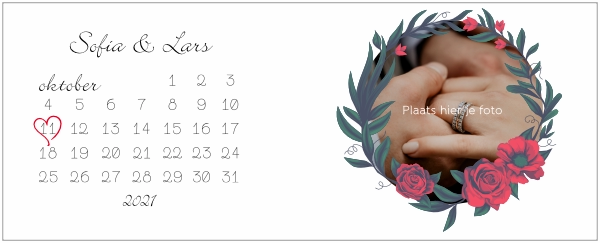 Mok maandkalender bruiloft