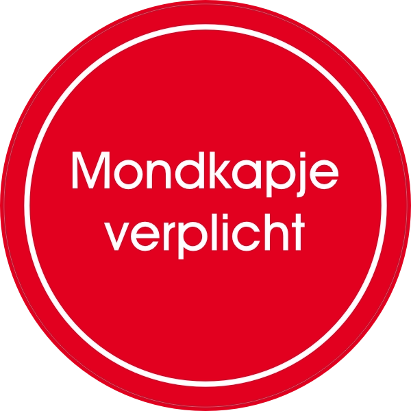Ronde sticker mondkapje verplicht