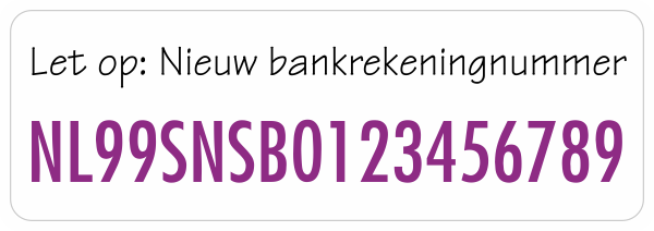 Nieuw Bankrekeningnummer sticker Wit/Paars