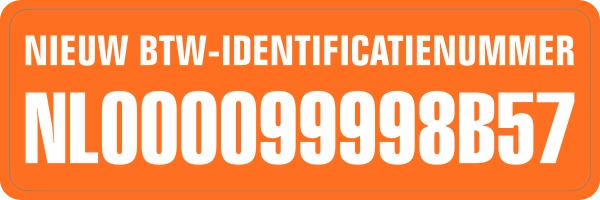 Nieuw btw-identificatienummer sticker Oranje