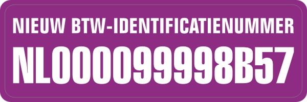 Nieuw btw-identificatienummer sticker Paars