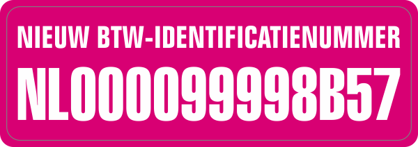 Nieuw btw-identificatienummer sticker Roze