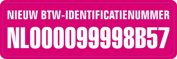 Nieuw btw-identificatienummer sticker Roze