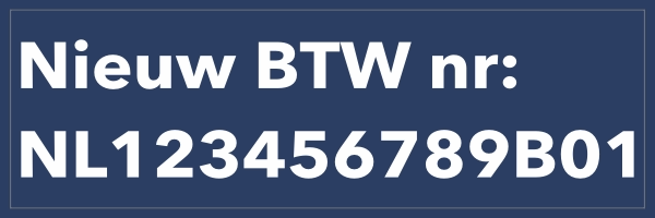Sticker nieuw BTW nummer Donkerblauw