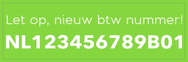Sticker nieuw BTW nummer Lichtgroen