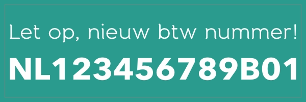 Sticker nieuw BTW nummer Turkoois