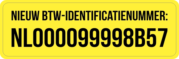Nieuw btw-identificatienummer sticker Geel