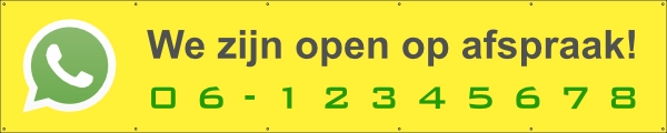 Open op afspraak spandoek