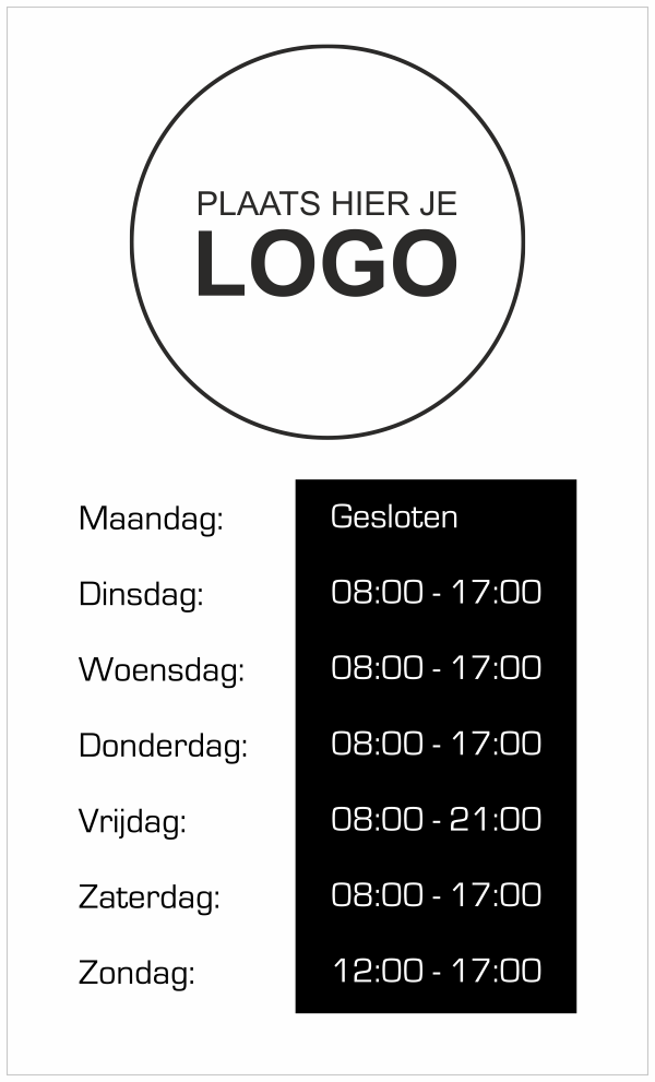 Openingstijden sticker met logo