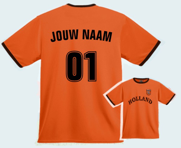 Oranje t-shirt met eigen naam