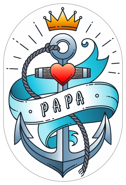 Papa tatoo style sticker