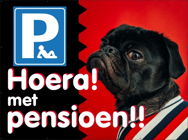 Pensioen Pug spandoek