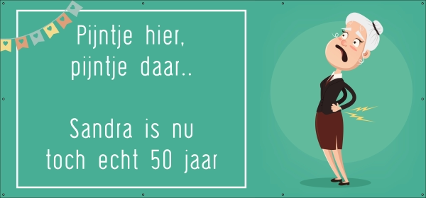 Pijntje hier pijntje daar spandoek
