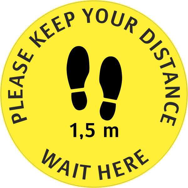 Please keep your distance, wait here sticker