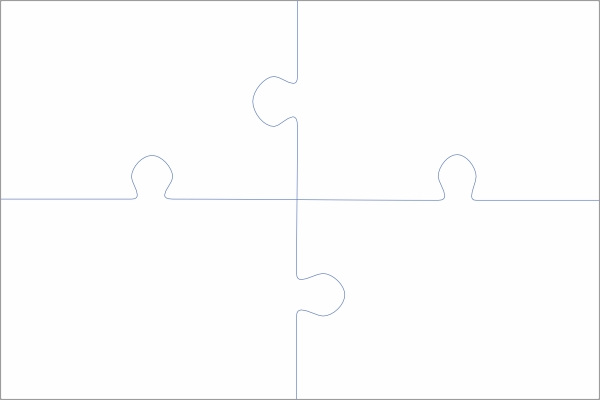 Rechthoekige puzzel (3:2) 4 stukjes