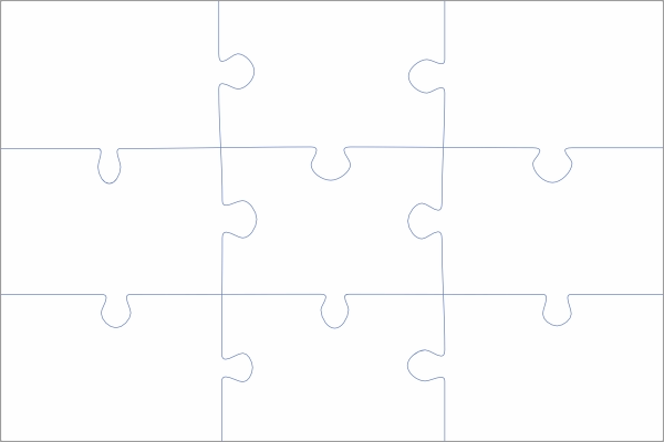 Rechthoekige puzzel (3:2) 9 stukjes