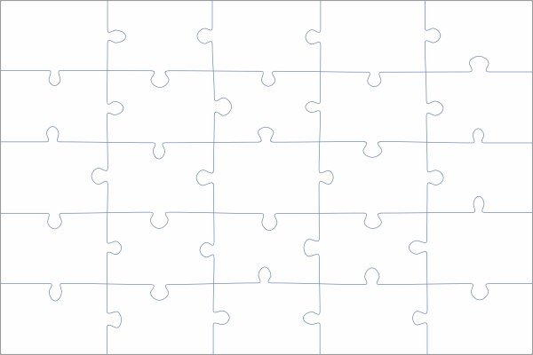 Rechthoekige puzzel (3:2) 25 stukjes