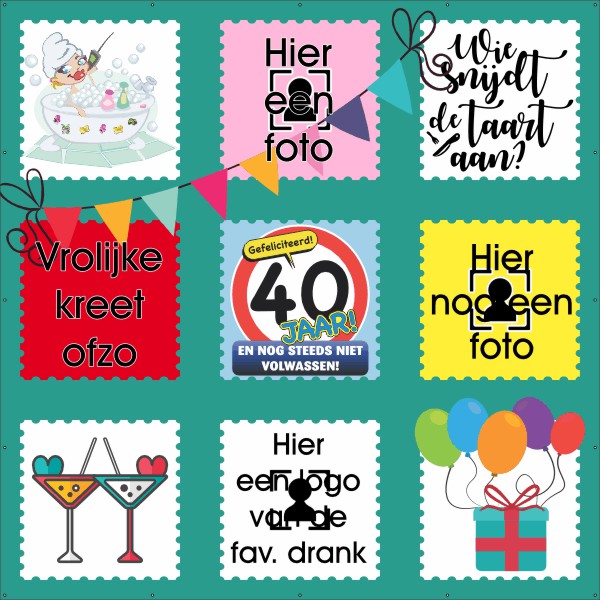 Spandoek 40 jaar met eigen fotos