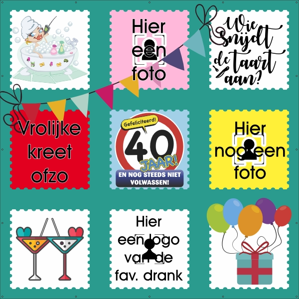 Spandoek 40 jaar met eigen fotos