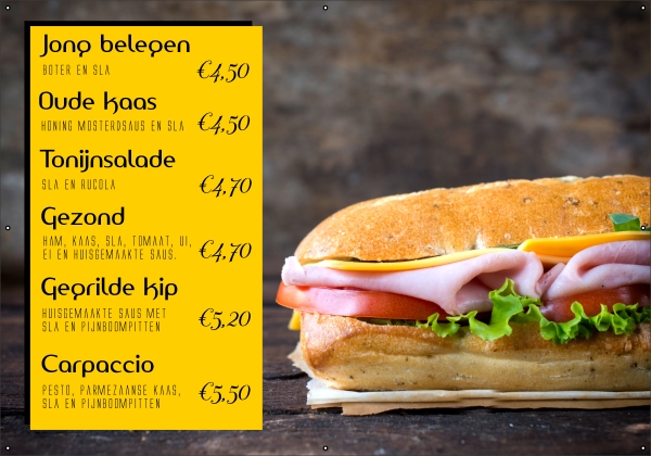 Spandoek menu broodjes