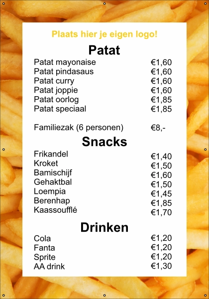 Spandoek menu snackbar