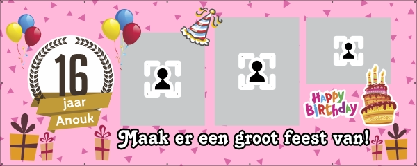 Spandoek verjaardag 16 jaar