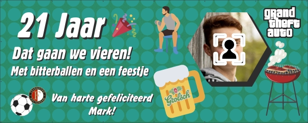 Spandoek verjaardag 21 jaar