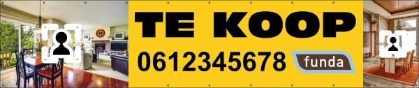 TE KOOP spandoek voorbeeld
