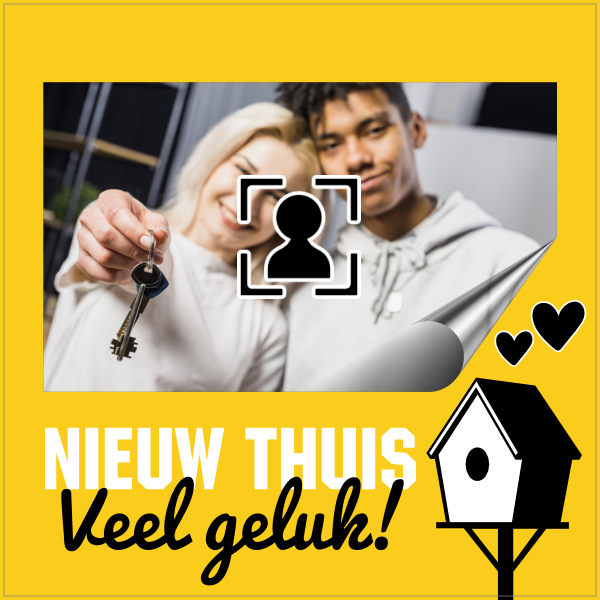 Tegeltje met foto - Nieuw thuis veel geluk