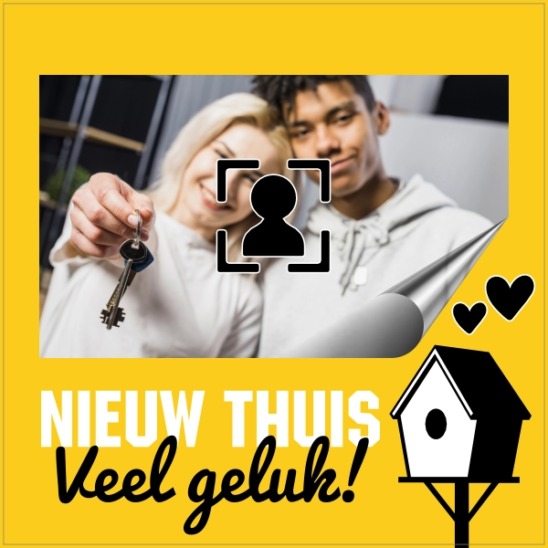 Tegeltje met foto - Nieuw thuis veel geluk