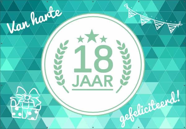 Van harte 18 jaar spandoek