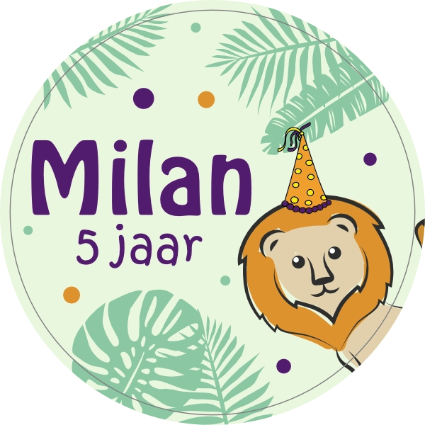 Jungle verjaardag sticker 
