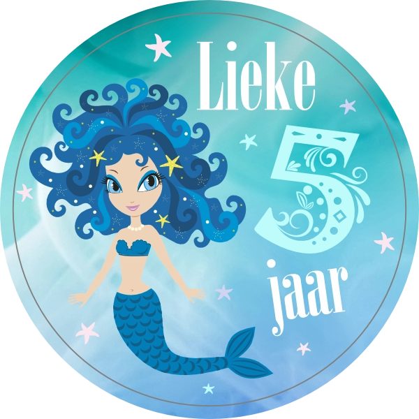 Zeemeermin verjaardag sticker