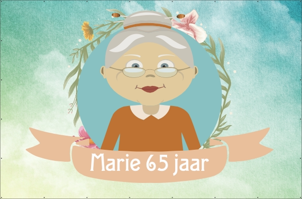 Verjaardag 65 jaar spandoek