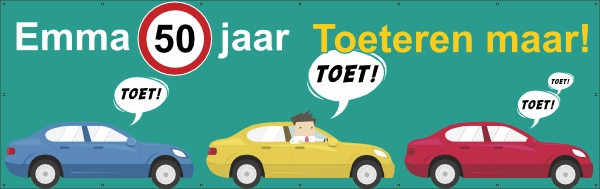 Verjaardag drive by spandoek