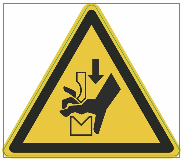 W030 Handverbrijzeling tussen buigbank sticker