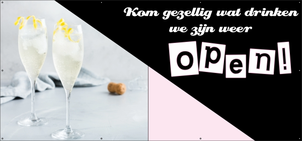 We zijn weer open spandoek